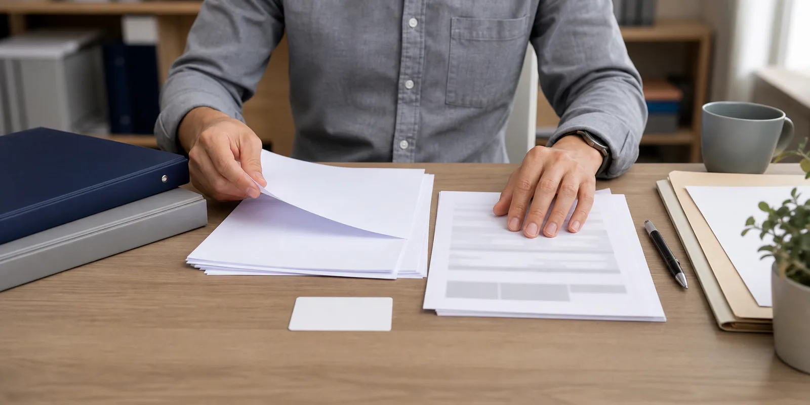Applicant preparing loan application documents